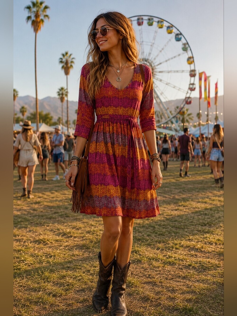 Merrell Womens Multicolor Print Dress Boho Casual Festive Size XS